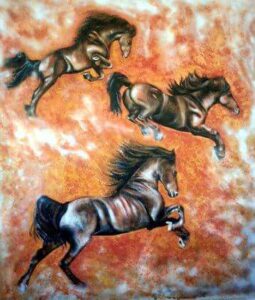 "The Jumping of Horses" Acrylic on Canvas 240 x 210 cm Sold